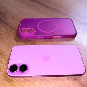 Apple iPhone in Pink with Purple Case